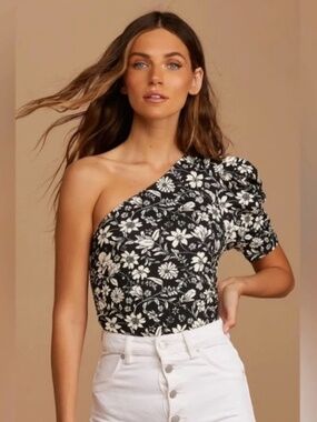 Free People Intimately Somethin Bout You One Shoulder Floral Bodysuit